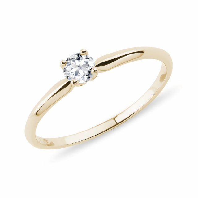 Zásnubní prsten s diamantem ve žlutém zlatě KLENOTA