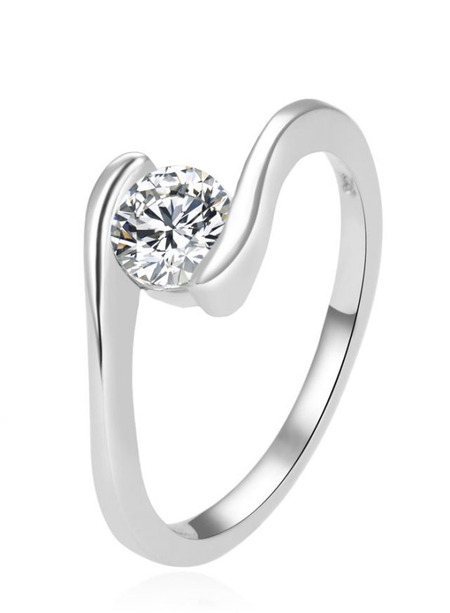 Beneto Elegantní stříbrný prsten s čirým zirkonem AGG367 