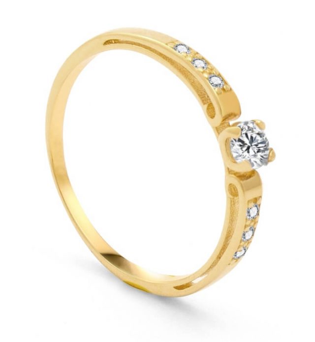 Beneto Exclusive Dámský prsten ze žlutého zlata se zirkony AUG0002-G-WH 