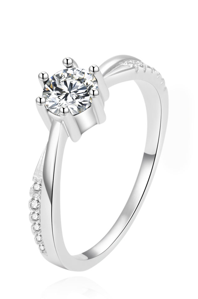 Beneto Krásný stříbrný prsten s čirými zirkony AGG304L 