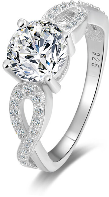 Beneto Stříbrný prsten s třpytivými krystaly AGG204 