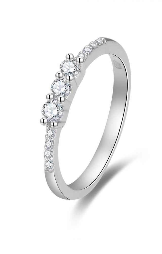 Beneto Třpytivý zásnubní prsten se zirkony AGG464 