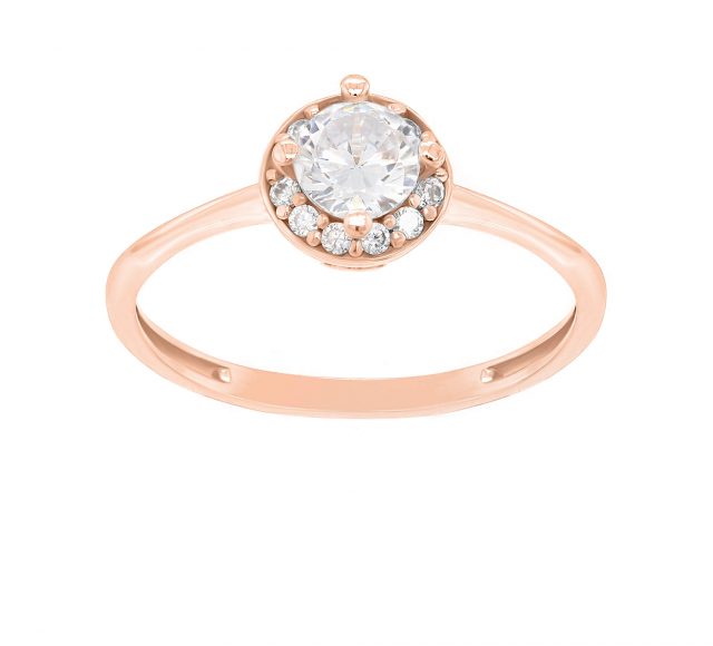 Brilio Okouzlující zásnubní prsten z růžového zlata GR003RAU 