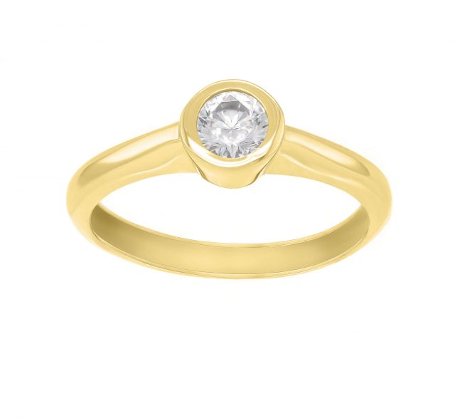 Brilio Půvabný prsten ze žlutého zlata se zirkonem SR042YAU 