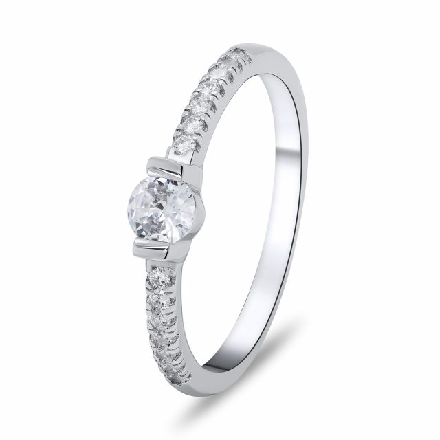 Brilio Silver Nádherný stříbrný prsten se zirkony RI027W 