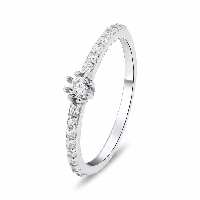 Brilio Silver Něžný stříbrný prsten se zirkony RI023W 