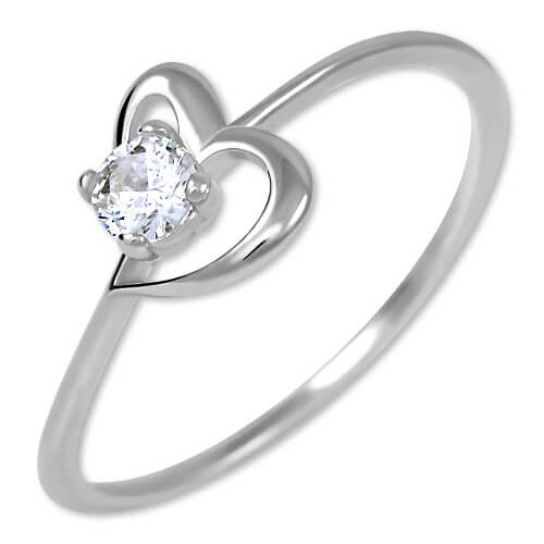 Brilio Silver Stříbrný zásnubní prsten s krystalem Srdce 426 001 00535 04 
