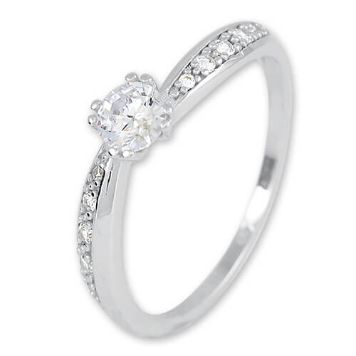 Brilio Třpytivý prsten z bílého zlata s krystaly 229 001 00830 07 