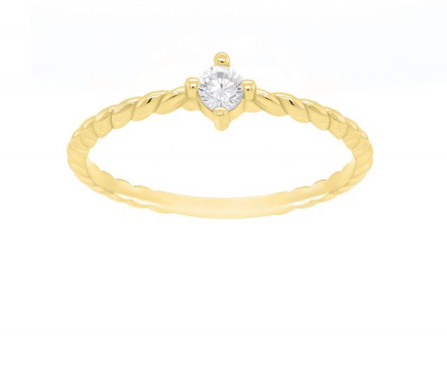 Brilio Zásnubní prsten ze žlutého zlata s krystalem GR022YAU 