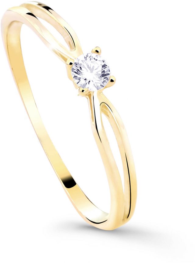 Cutie Diamonds Třpytivý zásnubní prsten ze žlutého zlata s briliantem DZ8027-00-X-1 