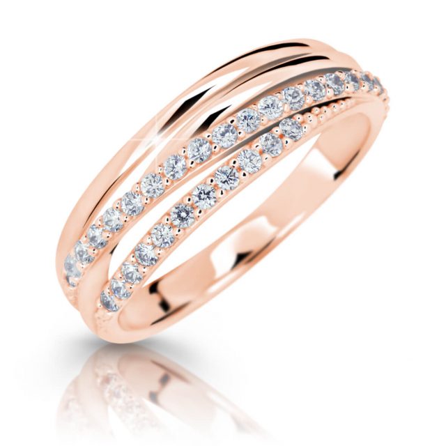 Cutie Jewellery Třpytivý prsten z růžového zlata Z6716-3352-10-X-4 