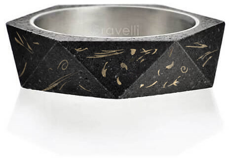 Gravelli Stylový betonový prsten Cubist Fragments Edition zlatá/antracitová GJRUFBA005 