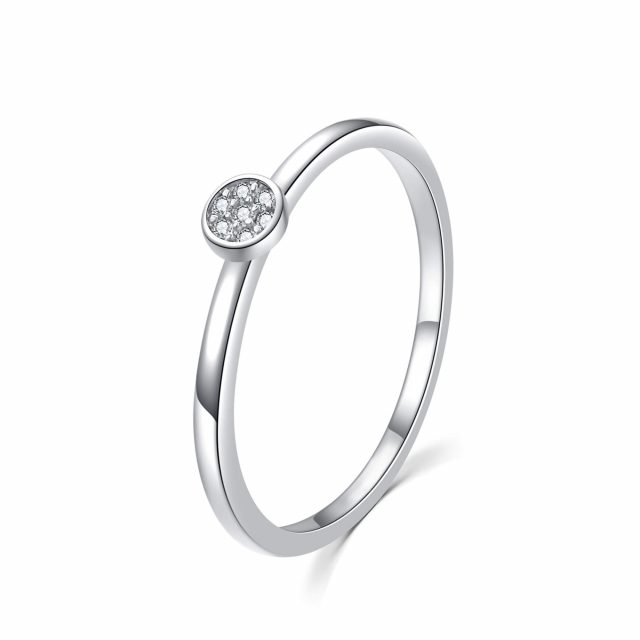 MOISS Třpytivý stříbrný prsten s čirými zirkony R00020 44 mm