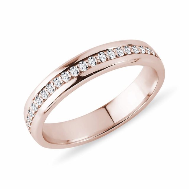 Snubní prsten eternity s brilianty z růžového 14k zlata KLENOTA