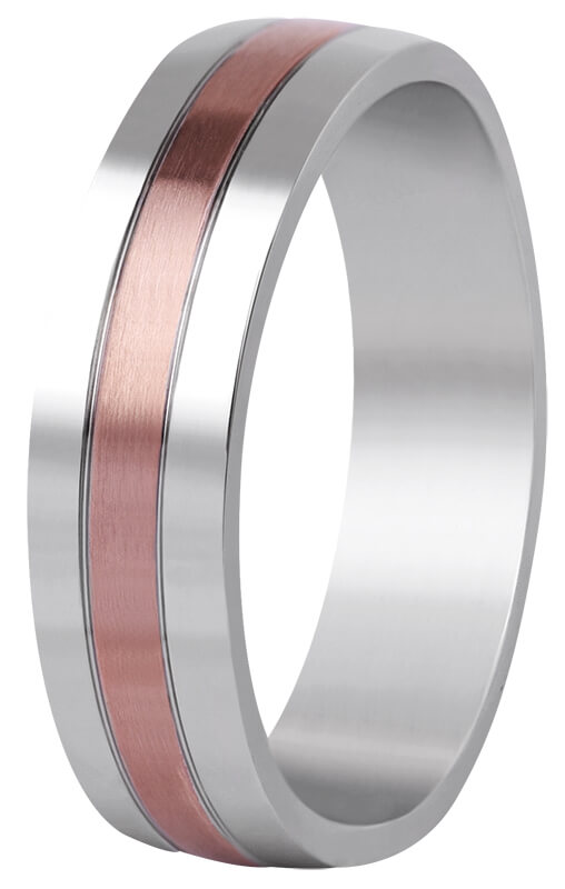 Beneto Bicolor snubní prsten z oceli SPP10 
