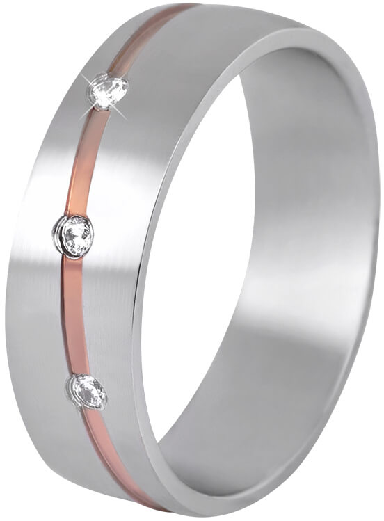 Beneto Dámský bicolor snubní prsten z oceli SPD07 