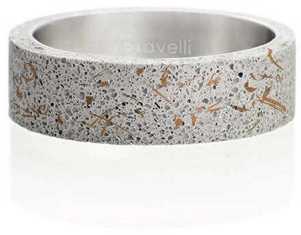 Gravelli Moderní betonový prsten Simple Fragments Edition měděná/šedá GJRUFCG001 