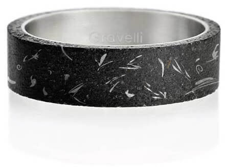 Gravelli Moderní betonový prsten Simple Fragments Edition ocelová/antracitová GJRUFSA001 