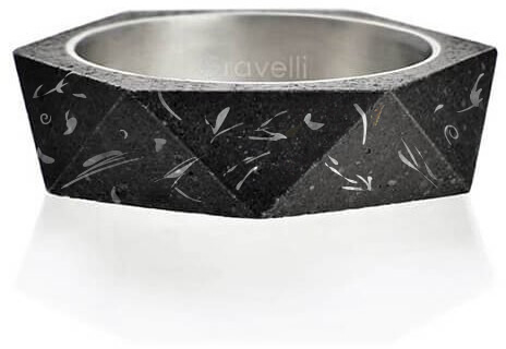 Gravelli Stylový betonový prsten Cubist Fragments Edition ocelová/antracitová GJRUFSA005 
