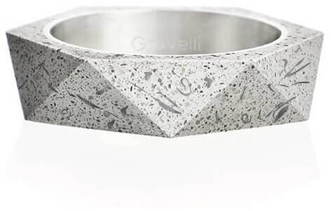 Gravelli Stylový betonový prsten Cubist Fragments Edition ocelová/šedá GJRUFSG005 