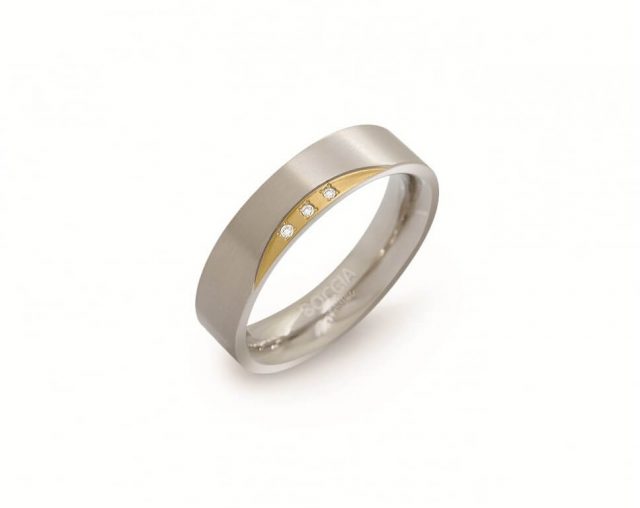 Boccia Titanium Pozlacený titanový prsten s diamanty 0138-04 