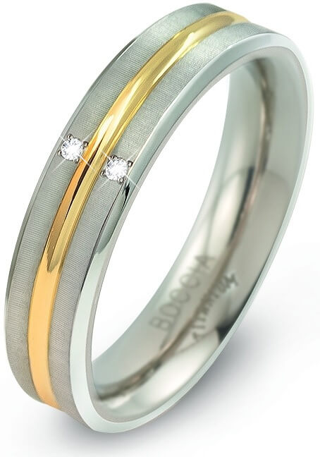 Boccia Titanium Titanový bicolor prsten s brilianty 0144-01 