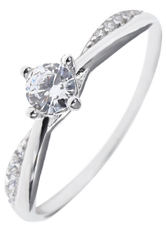 JVD Něžný stříbrný prsten s čirými zirkony SVLR0306XH2BI 