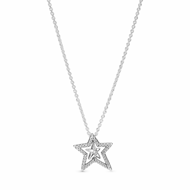 PANDORA náhrdelník Asymetrická hvězda a pavé 390020C01