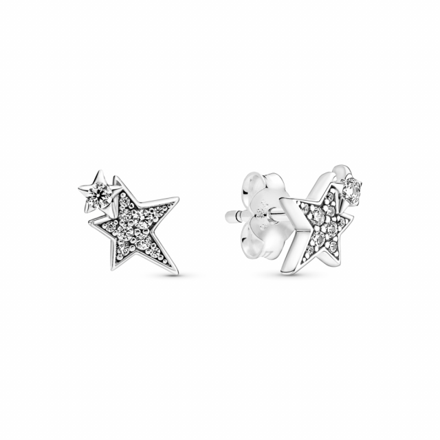 PANDORA náušnice Třpytivé asymetrické hvězdy 290012C01