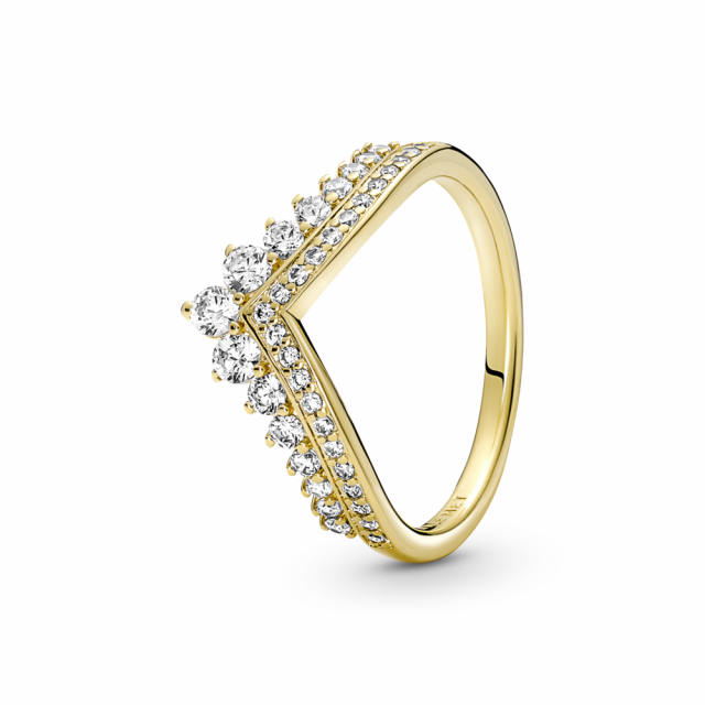 PANDORA prsten pozlacený 14-karátovým zlatem Princeznovský diadém 167736C01