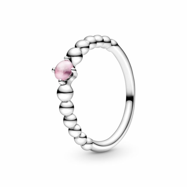 PANDORA prsten kuličkový Květinově růžový 198867C09