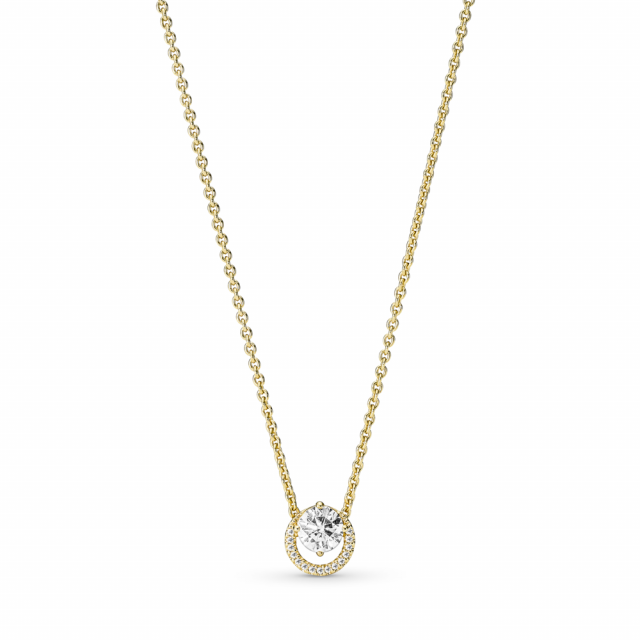 PANDORA pozlacený náhrdelník Třpytivá kulatá aureola 361174C01