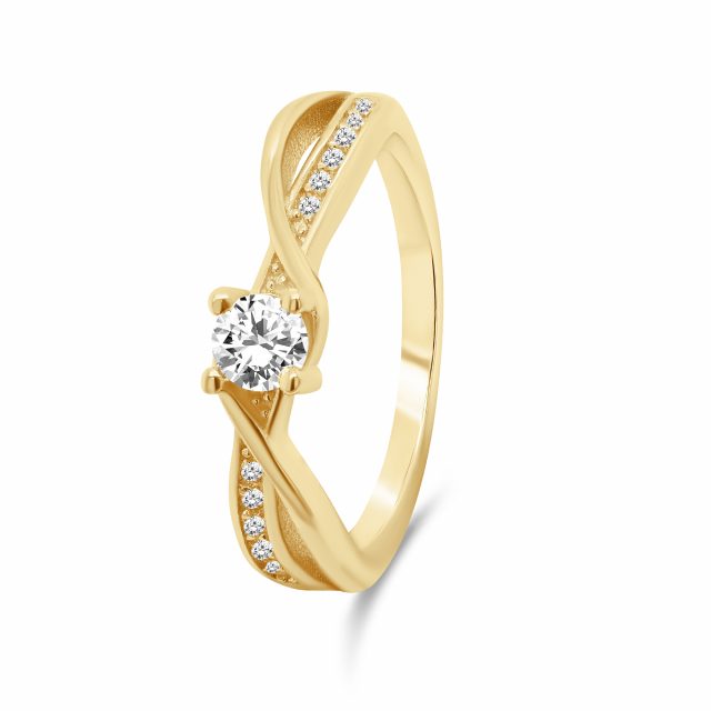 Brilio Silver Okouzlující pozlacený zásnubní prsten RI049Y