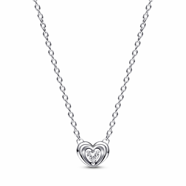 PANDORA náhrdelník Zářivá srdce a plovoucí kámen 392494C01