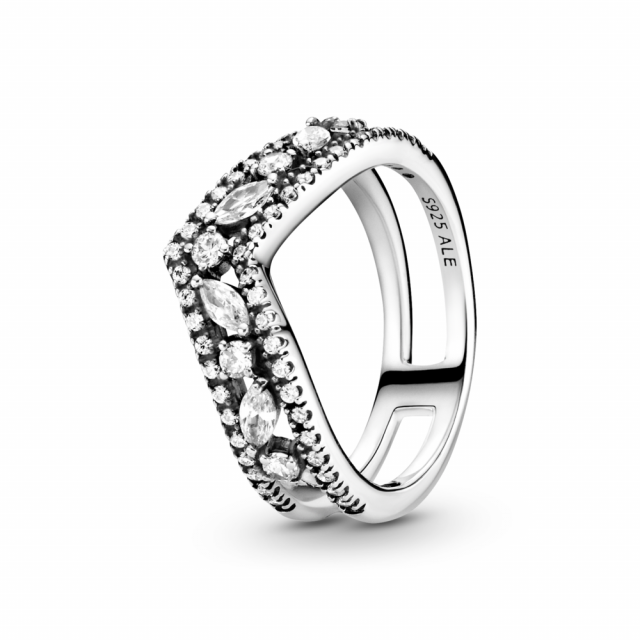 PANDORA prsten Třpytivá dvojitá markýzová kost přání 199095C01