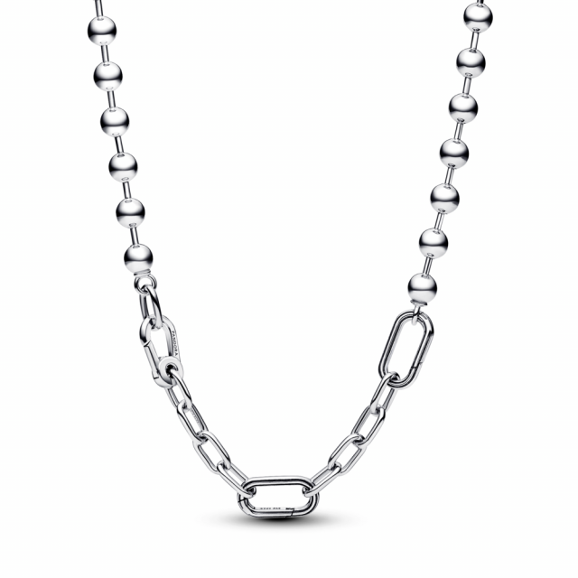 PANDORA ME řetízkový náhrdelník s kovovými korálky a článkem 392799C00