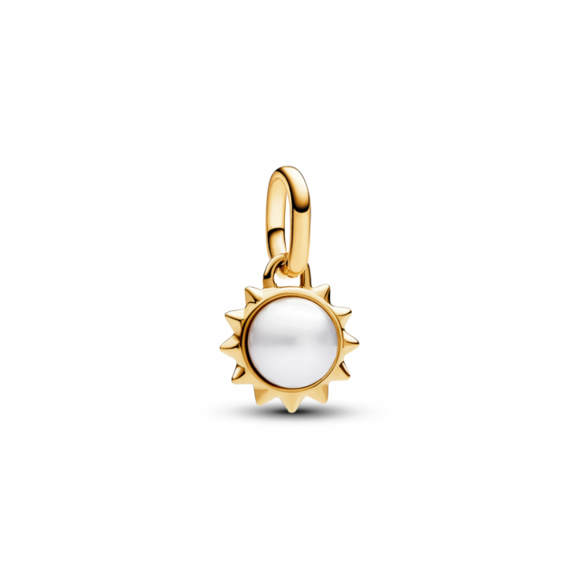PANDORA visací minipřívěsek Upravená kultivovaná sladkovodní perla s motivem slunce 763035C01