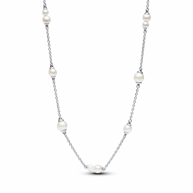 PANDORA krátký náhrdelník s pevnými přívěsky Upravená sladkovodní kultivovaná perla 393175C01