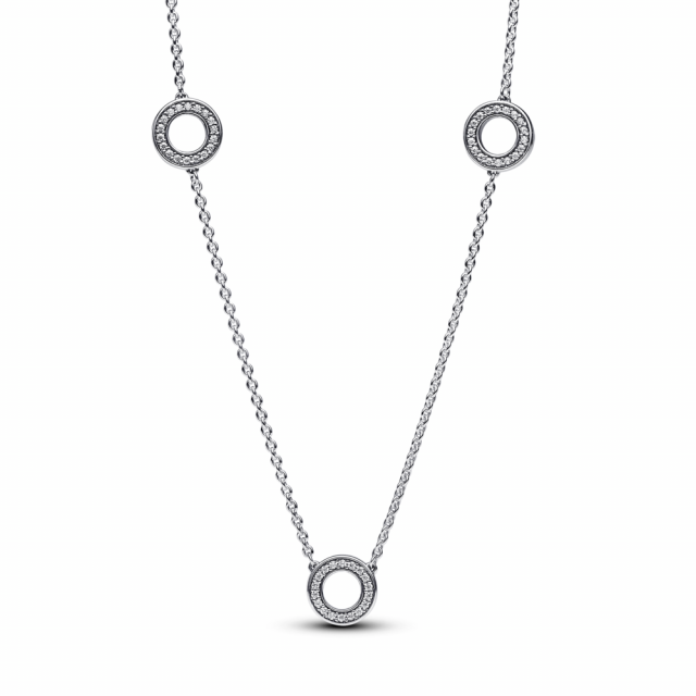 PANDORA řetízkový náhrdelník Pavé kroužky 393162C01