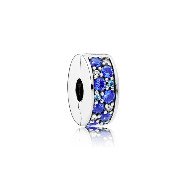 PANDORA klip se silikonem Modrá mozaiková lesklá elegance 791817NSBMX