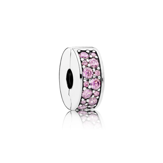 PANDORA klip se silikonem Zářivá růžová elegance 791817PCZ