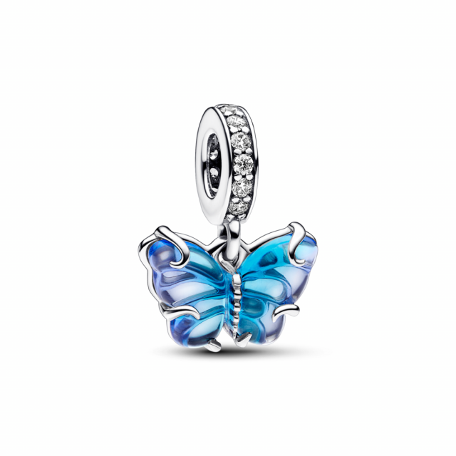 PANDORA přívěsek Modrý motýl z Murano skla 792698C01