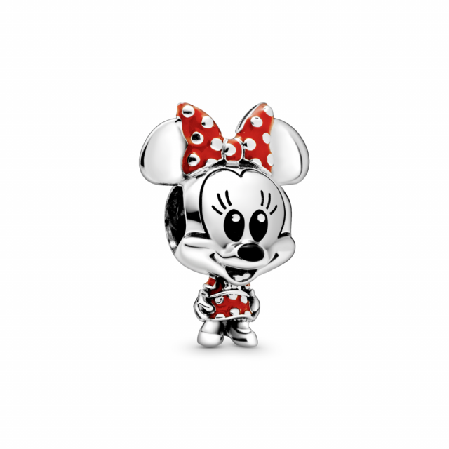 PANDORA Disney přívěsek Myška Minnie s puntíkovanými šaty a mašlí 798880C02