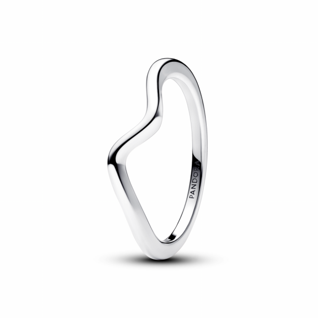 PANDORA stříbrný prsten Leštěný vlnitý prsten 193095C00