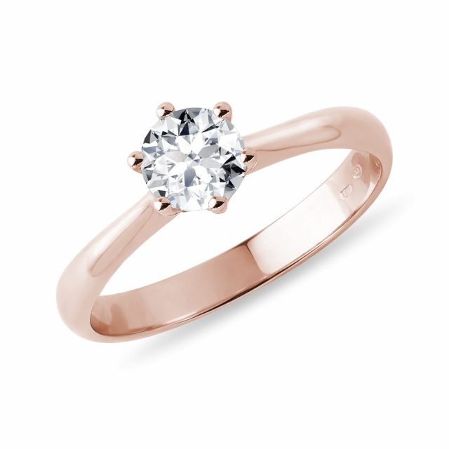 Zásnubní prsten 0.5 ct růžové 14k zlato KLENOTA