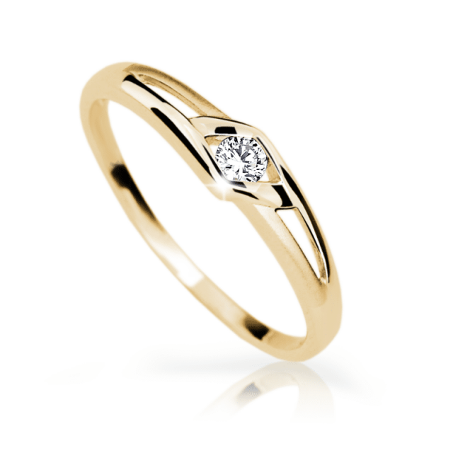 Zlatý dámský prsten DF 13 ze žlutého zlata, s briliantem