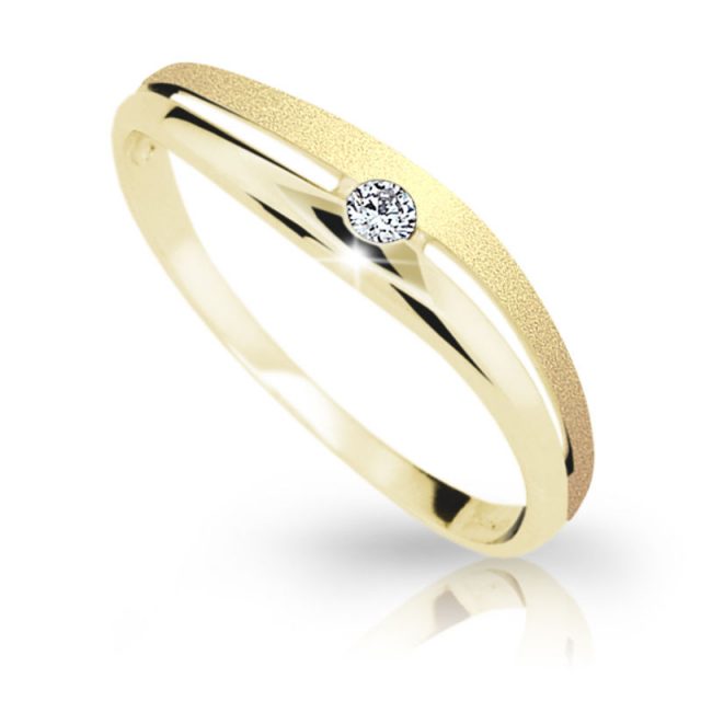 Zlatý dámský prsten DF 16 ze žlutého zlata, s briliantem
