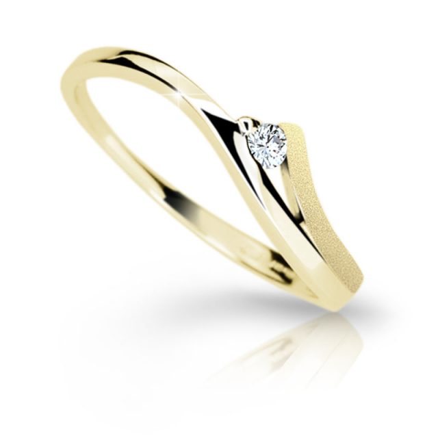 Zlatý dámský prsten DF 18 ze žlutého zlata, s briliantem