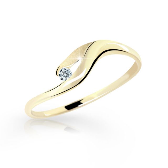 Zlatý dámský prsten DF 17 ze žlutého zlata, s briliantem