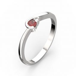 Zlatý dámský prsten DF 29 z bílého zlata, rubín s diamanty